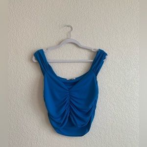 Ocean blue Zara cropped blouse